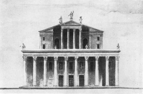 И. В. Жолтовский. Проект театра в Таганроге. Фасад и план 1-го этажа. 1937