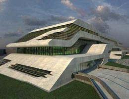 Заха Хадид. Zaha Hadid Architects: Pierres Vives building (библиотека, архив, офисные помещения), Montpellier, France, 2002—