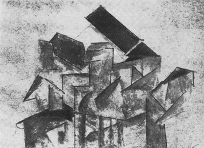 В. Ф. Кринский. Эскиз к экспериментальному проекту коммунального дома. 1920. Фасад
