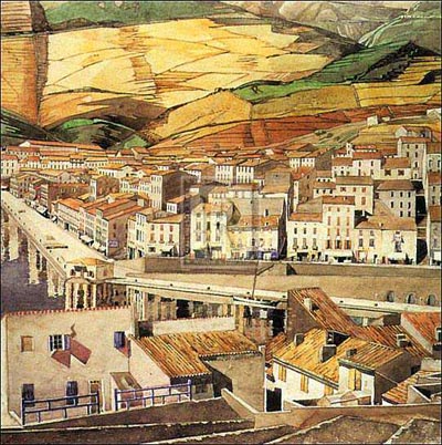 Чарльз Рени Макинтош. Charles Rennie Mackintosh. Акварель Port Vendres, La Ville, 1925-26 