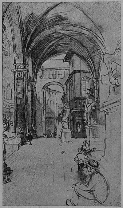 Лоджия Ланци. Флоренция. Рисунок В.А. Щуко. 1905 г.
