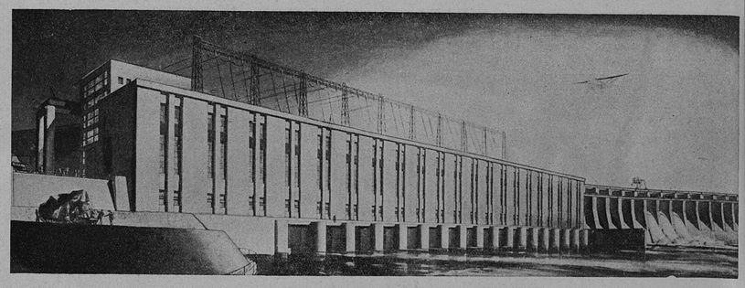 Проект Днепровской гидростанции. 1929 r. В.А. Щуко, В.Г. Гельфрейх