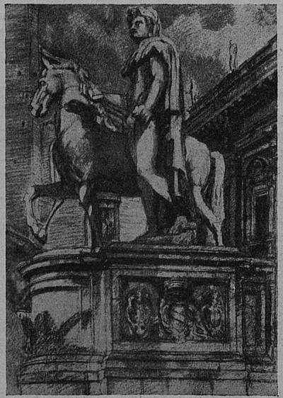 Гиганты лестницы Капитолия. Рим. Рисунок В.А. Щуко. 1934 г.