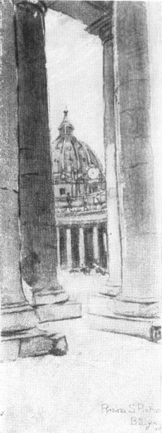 В. А. Щуко. Собор св. Петра в Риме. Карандаш, акварель. 1905