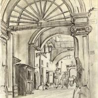 Георгий Гольц. «Неаполь. Проход под арками». 1924 г., бумага, карандаш