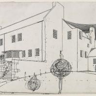 Charles Rennie Mackintosh. Windy Hill, perspective drawing in ink, 1900