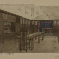 Charles Rennie Mackintosh. Competition design for a house for an art lover. Perspective of dining room. 1901–2